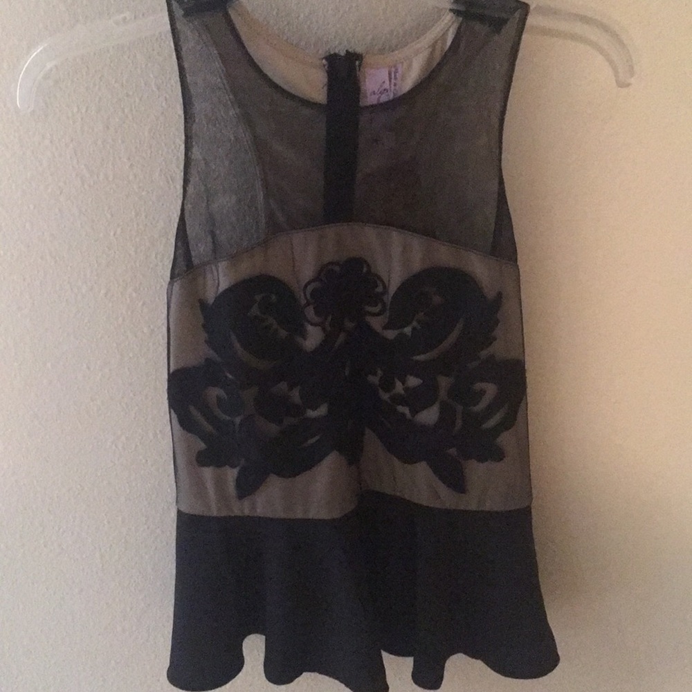 Francesca’s Black Peplum Rose Top